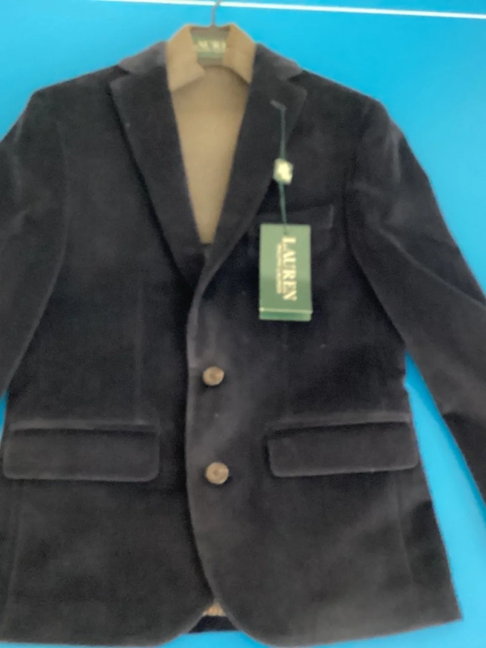 Lauren Ralph Lauren Blue Velvet Blazer Boys Size 10R Navy Button Church Wedding